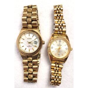Womens Elgin Vtg 80s Watch Lot 2 Pc Goldtone Mechanical For Repair or Battery